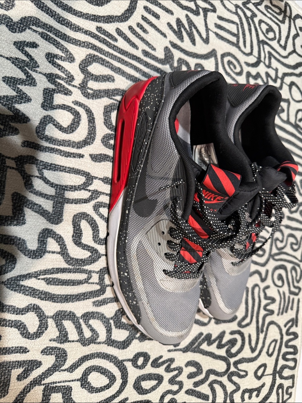 Nike Gray and Red Low-Top Running Sneakers